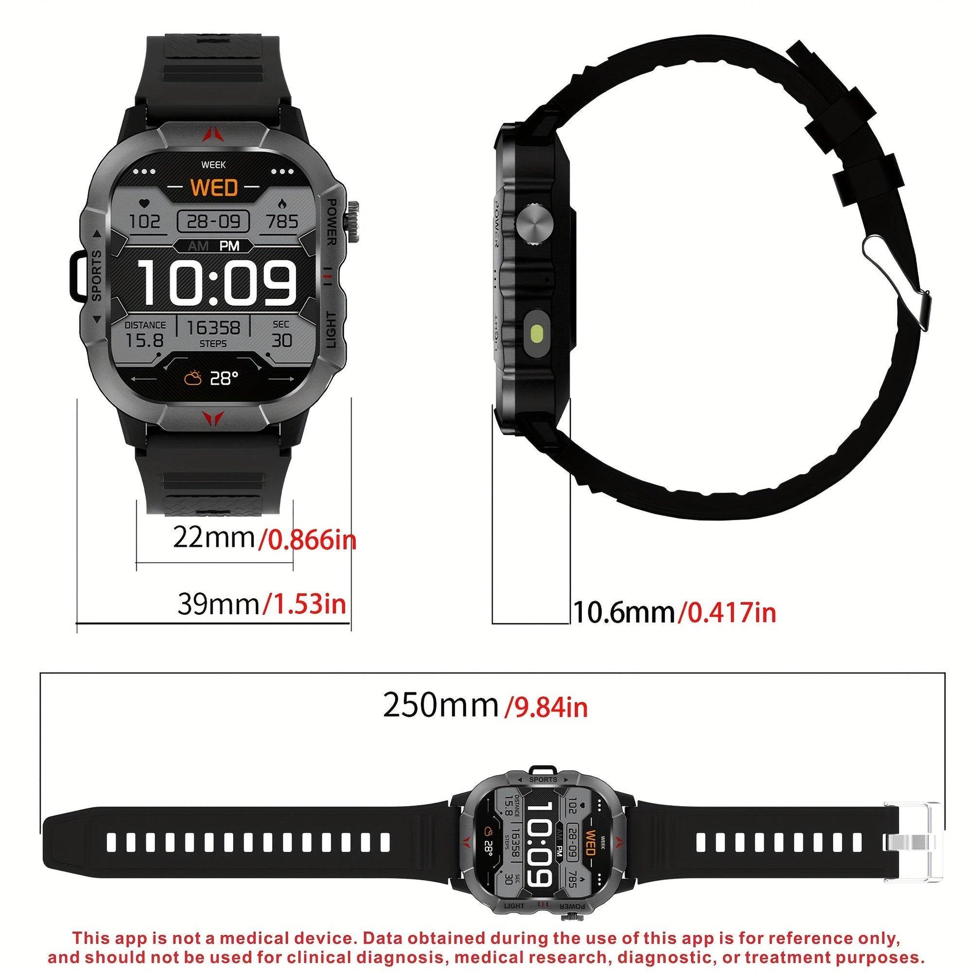 Men'S Outdoor Sports Smartwatch with 3 Different Straps, Wireless Calling And Information Prompts, 2.01-Inch High-Definition Full Touch Screen,, Flashlight, Multiple Sports Modes, Compatible with Iphone And Android Phones, Me - Quality Shopping Centre