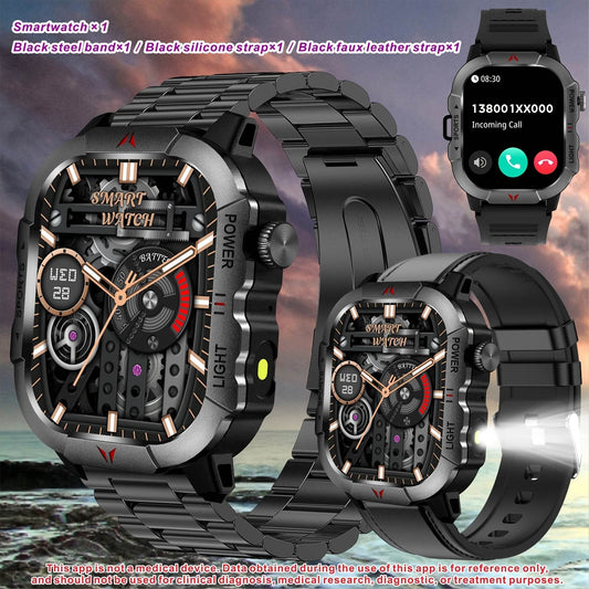 Men'S Outdoor Sports Smartwatch with 3 Different Straps, Wireless Calling And Information Prompts, 2.01-Inch High-Definition Full Touch Screen,, Flashlight, Multiple Sports Modes, Compatible with Iphone And Android Phones, Me - Quality Shopping Centre