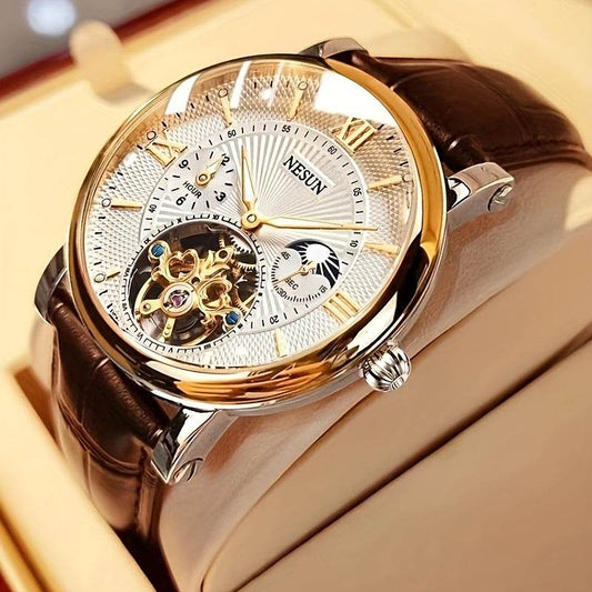 Nesun Men'S Watch Business Gentleman Mechanical Watch Fully Automatic Luminous Fashion Hollow Male Expression Men'S Day to Send Men'S Watch, Without Battery - Quality Shopping Centre