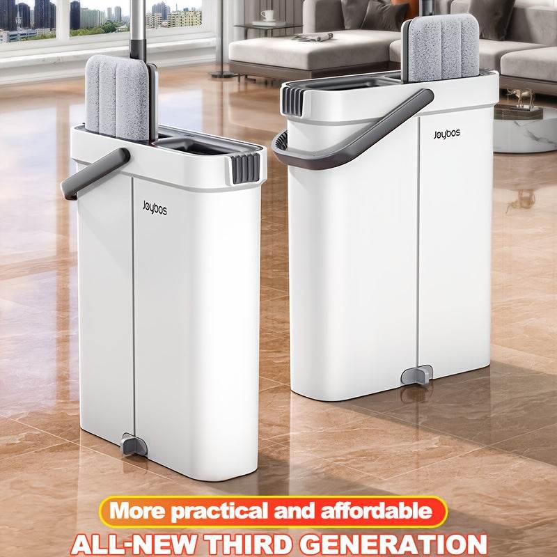 One Set 40cm Large Mop And Bucket Set With 4pcs/6pcs Reusable Fiber Cloths Machine Washable Matching Cloths Suitable