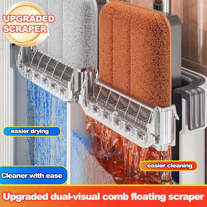 One Set, 40cm Large Mop And Bucket Set With 4pcs/6pcs Reusable Fiber Cloths, Machine Washable Matching Cloths, Suitable For Home Indoor And Outdoor Cleaning, New Year Gift! - Quality Shopping Centre