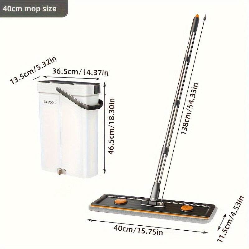 One Set, 40cm Large Mop And Bucket Set With 4pcs/6pcs Reusable Fiber Cloths, Machine Washable Matching Cloths, Suitable For Home Indoor And Outdoor Cleaning, New Year Gift! - Quality Shopping Centre