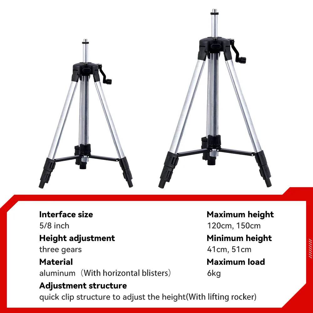 ONEVAN 1.2M/1.5M Laser Level Tripod Adjustable Height Bracket Thicken Aluminum Extension Bar Tripod Stand Tool For Laser Level - Quality Shopping Centre