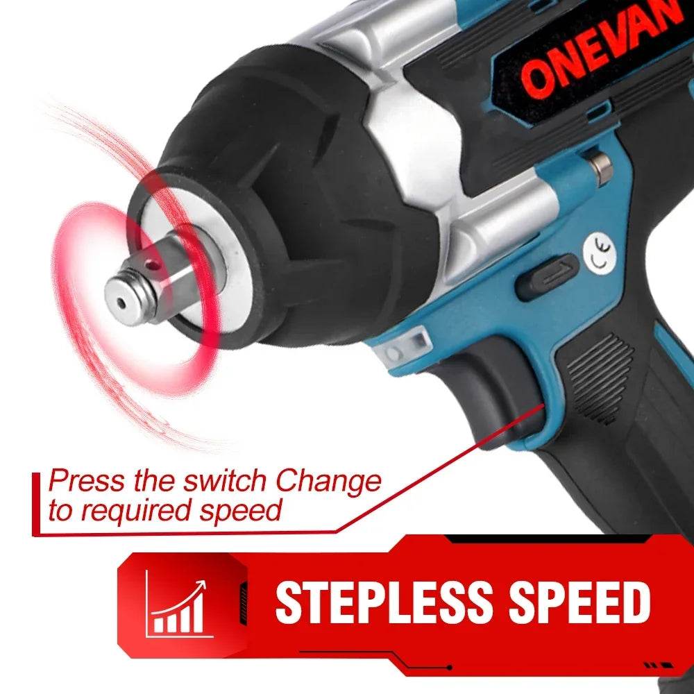 ONEVAN 1800N.M Torque Brushless Electric Impact Wrench 1/2 inch Screwdriver Cordless Wrench Power Tools For Makita 18V Battery - Quality Shopping Centre