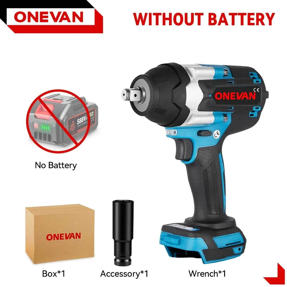 ONEVAN 1800N.M Torque Brushless Electric Impact Wrench 1/2 inch Screwdriver Cordless Wrench Power Tools For Makita 18V Battery - Quality Shopping Centre