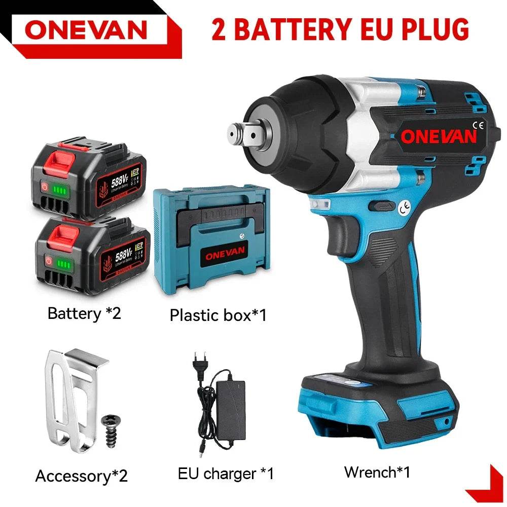 ONEVAN 1800N.M Torque Brushless Electric Impact Wrench 1/2 inch Screwdriver Cordless Wrench Power Tools For Makita 18V Battery - Quality Shopping Centre