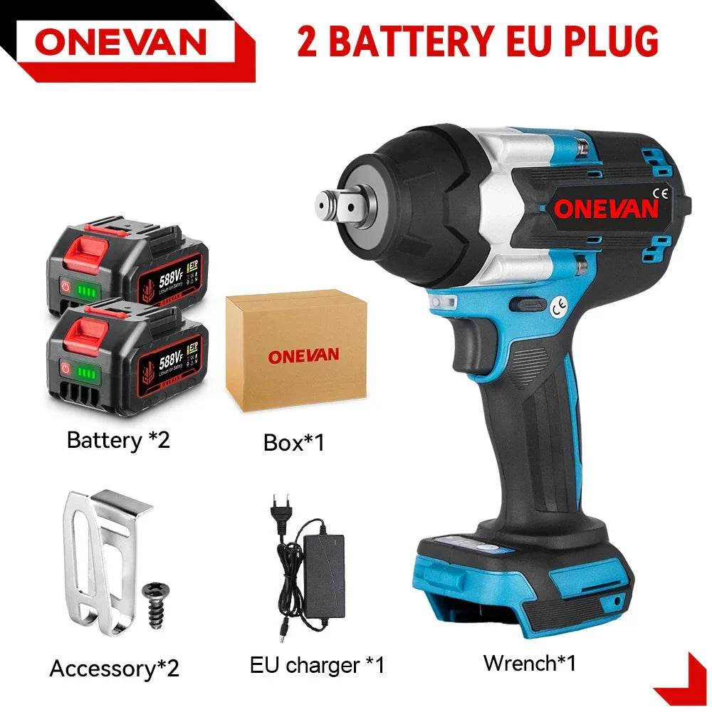 ONEVAN 1800N.M Torque Brushless Electric Impact Wrench 1/2 inch Screwdriver Cordless Wrench Power Tools For Makita 18V Battery - Quality Shopping Centre