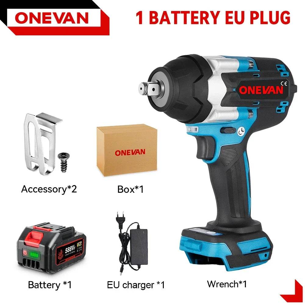 ONEVAN 1800N.M Torque Brushless Electric Impact Wrench 1/2 inch Screwdriver Cordless Wrench Power Tools For Makita 18V Battery - Quality Shopping Centre