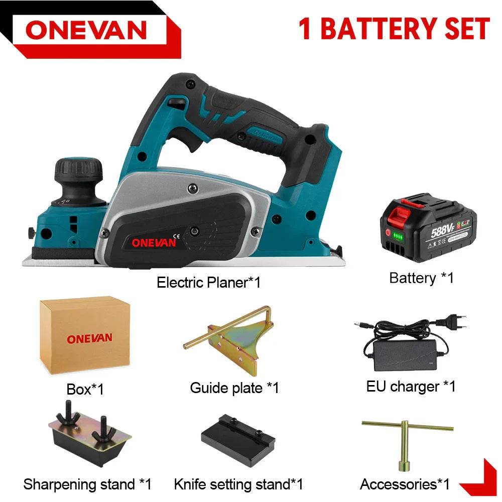 ONEVAN 30000RPM Cordless Electric Planer Brushless Electric Router Trimmer Wood Cutting Tool Woodworking For 18V Makita Battery - Quality Shopping Centre