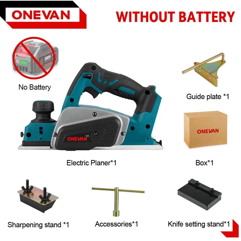 ONEVAN 30000RPM Cordless Electric Planer Brushless Electric Router Trimmer Wood Cutting Tool Woodworking For 18V Makita Battery - Quality Shopping Centre