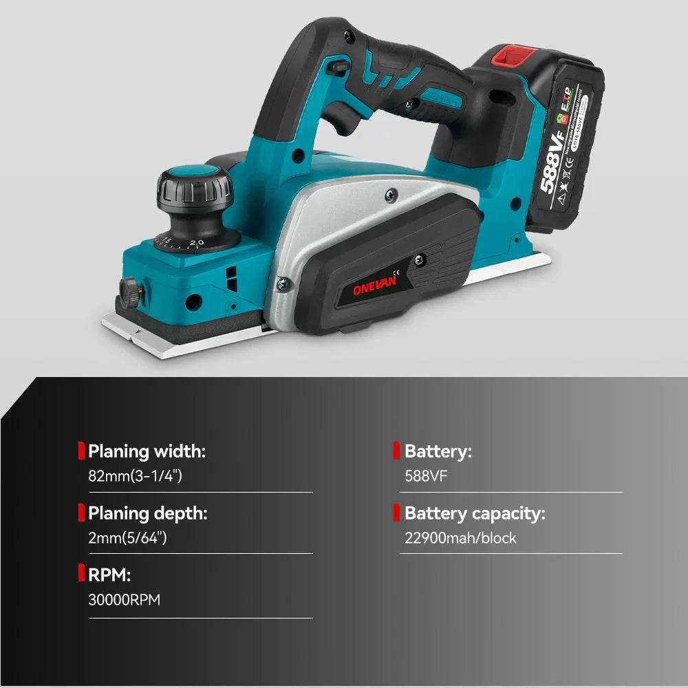 ONEVAN 30000RPM Cordless Electric Planer Brushless Electric Router Trimmer Wood Cutting Tool Woodworking For 18V Makita Battery - Quality Shopping Centre