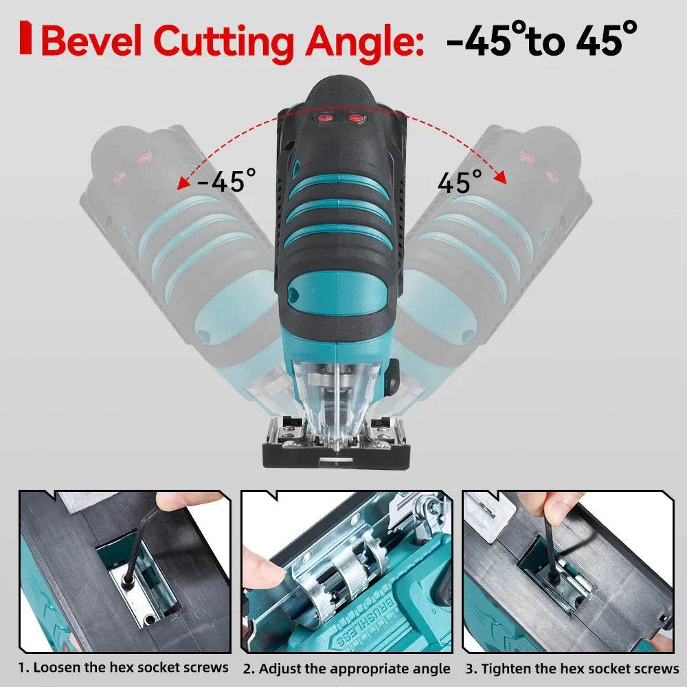 ONEVAN 3500RPM Brushless Electric Jig Saw 1000W Jigsaw Adjustable Blade 3 Variable Speed Woodworking Tool for Makita 18V Battery - Quality Shopping Centre