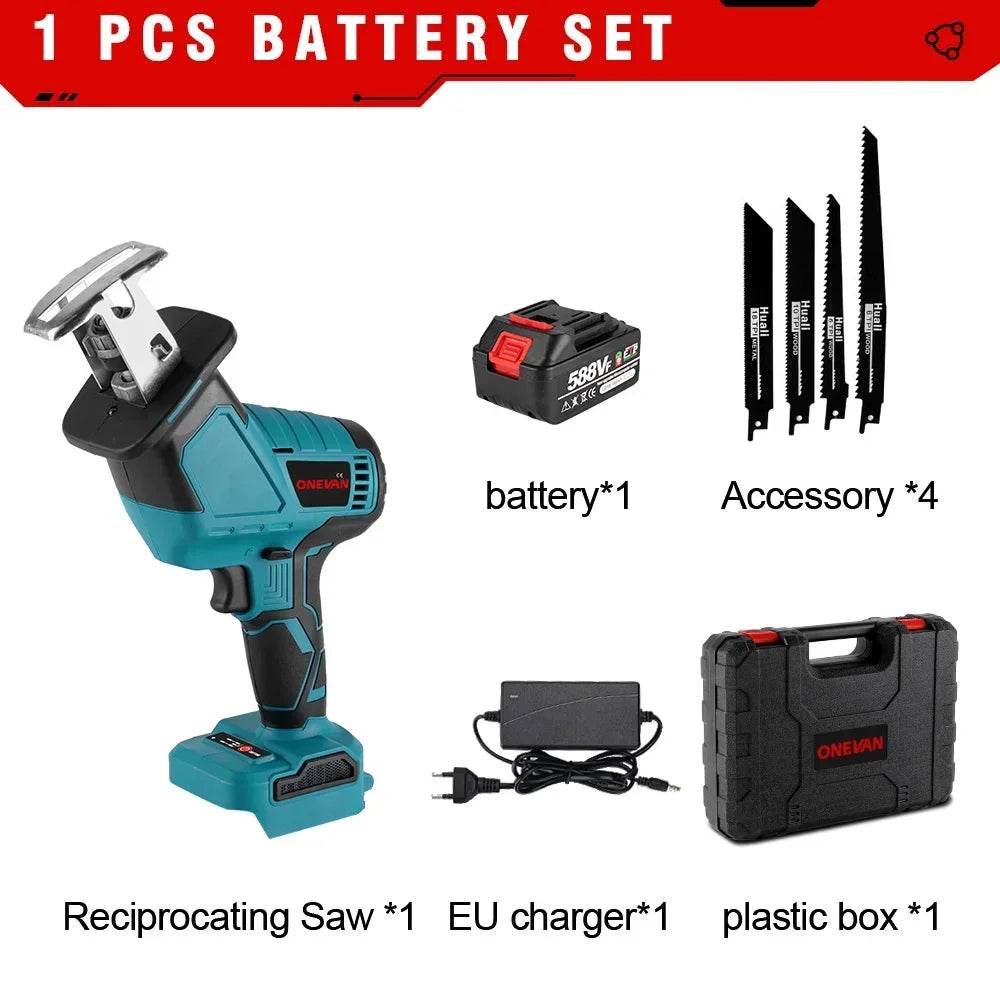 ONEVAN Brushless Cordless Electric Reciprocating Saw Electric Saw Variable Speed Metal Wood Cutting Tool For Makita 18V Battery - Quality Shopping Centre