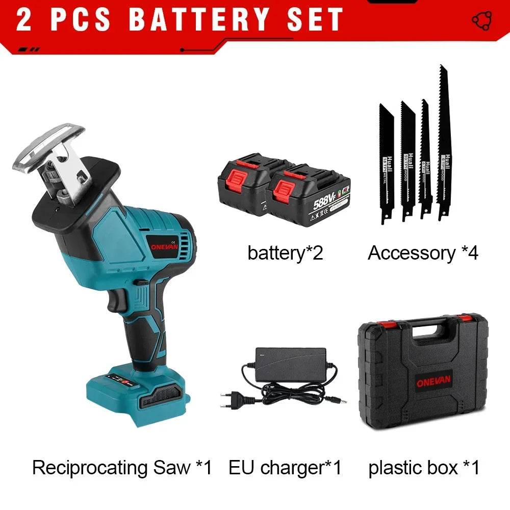 ONEVAN Brushless Cordless Electric Reciprocating Saw Electric Saw Variable Speed Metal Wood Cutting Tool For Makita 18V Battery - Quality Shopping Centre
