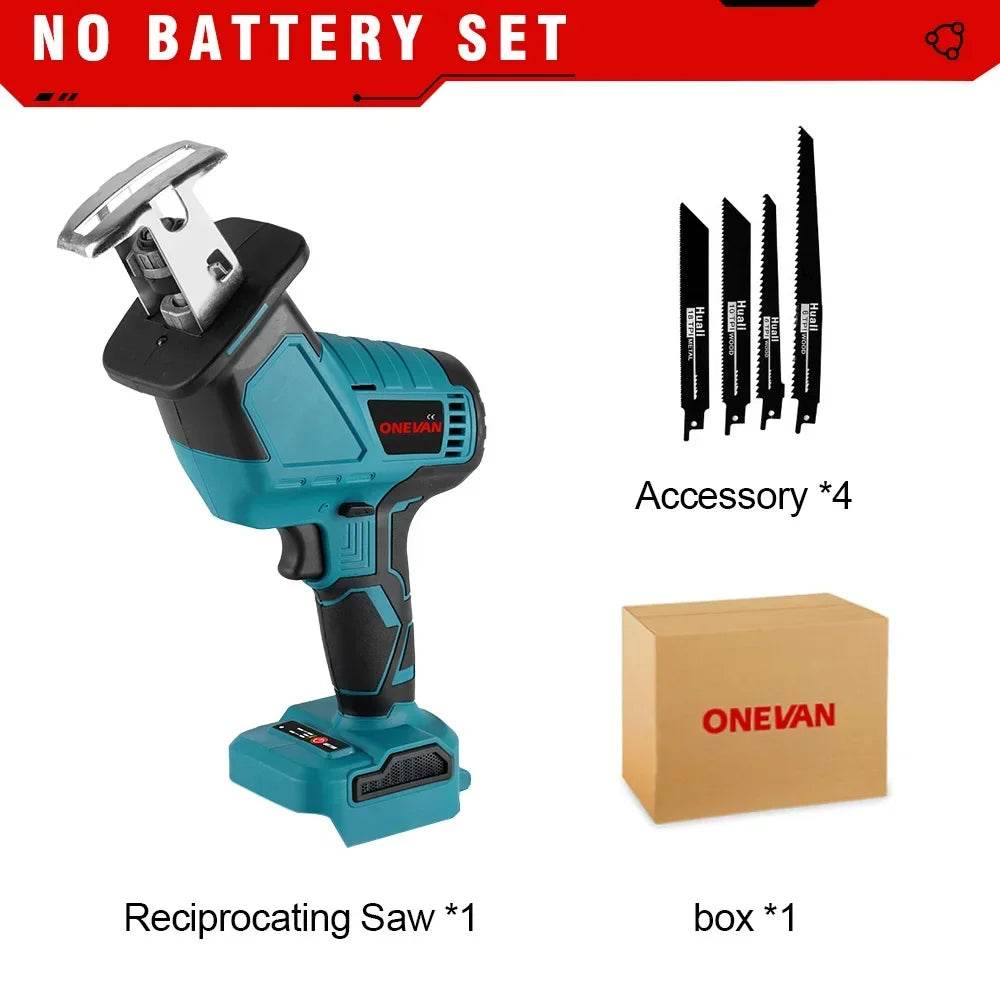 ONEVAN Brushless Cordless Electric Reciprocating Saw Electric Saw Variable Speed Metal Wood Cutting Tool For Makita 18V Battery - Quality Shopping Centre