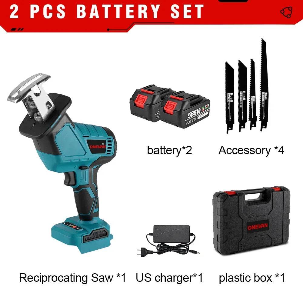 ONEVAN Brushless Cordless Electric Reciprocating Saw Electric Saw Variable Speed Metal Wood Cutting Tool For Makita 18V Battery - Quality Shopping Centre