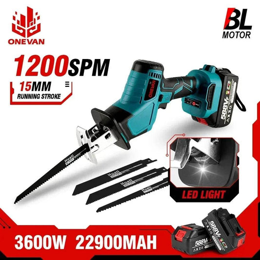 ONEVAN Brushless Cordless Electric Reciprocating Saw Electric Saw Variable Speed Metal Wood Cutting Tool For Makita 18V Battery - Quality Shopping Centre