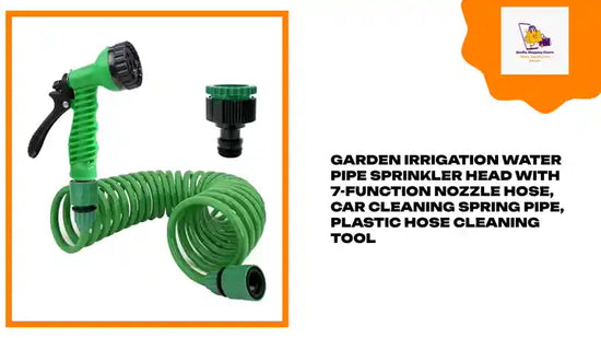 Garden Irrigation Water Pipe Sprinkler Head With 7-Function Nozzle Hose, Car Cleaning Spring Pipe, Plastic Hose Cleaning Tool by@Outfy
