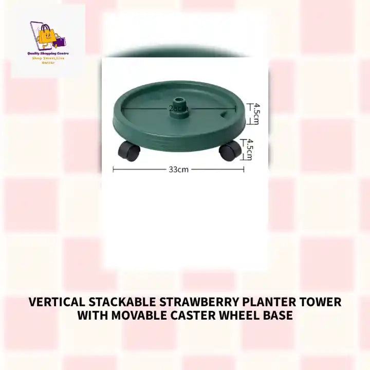 Vertical Stackable Strawberry Planter Tower with Movable Caster Wheel Base by@Outfy