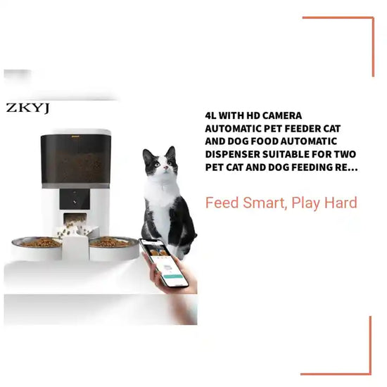 4L With HD Camera Automatic Pet Feeder Cat And Dog Food Automatic Dispenser Suitable For Two Pet Cat And Dog Feeding Remote Feed by@Outfy