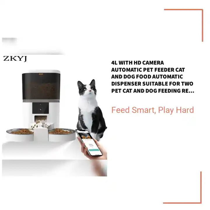 4L With HD Camera Automatic Pet Feeder Cat And Dog Food Automatic Dispenser Suitable For Two Pet Cat And Dog Feeding Remote Feed by@Outfy