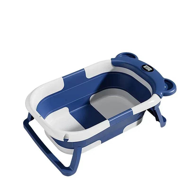 Real-time Temperature Silicone Baby Take A Bath Bathtub Non-Slip Foot Bath Bucket Folding Bathroom with Temperature Sensing - Quality Shopping Centre