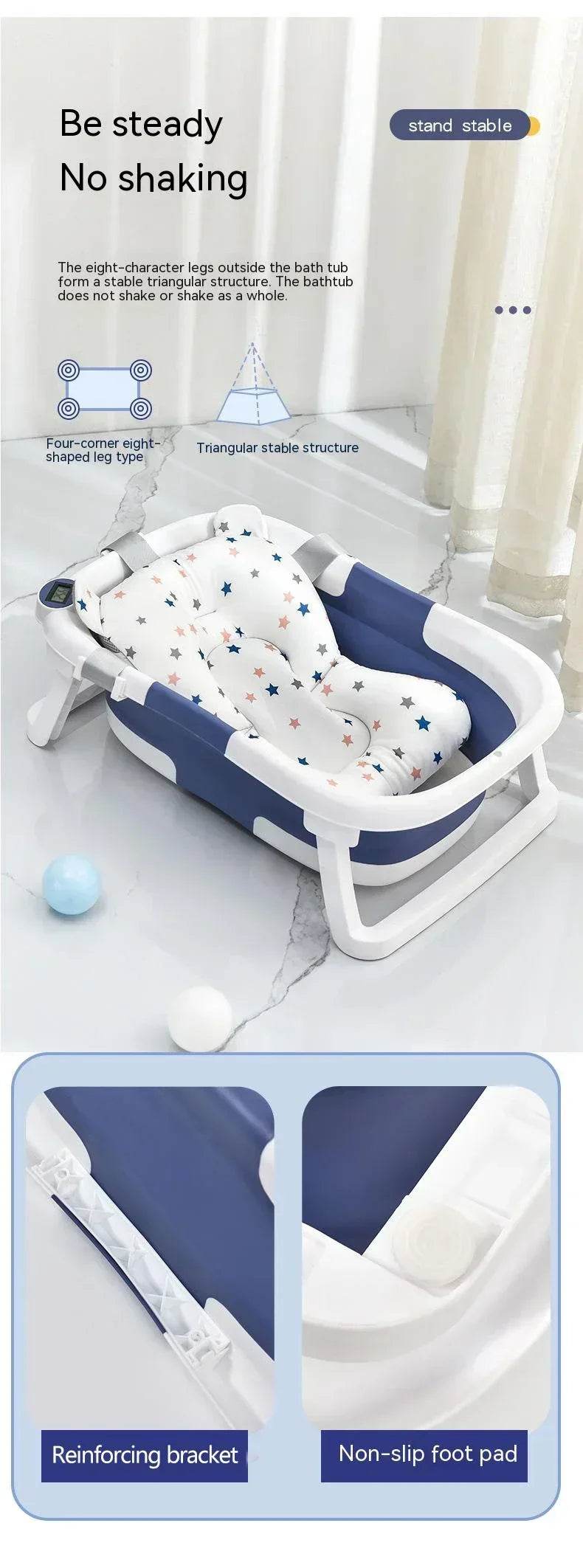 Real-time Temperature Silicone Baby Take A Bath Bathtub Non-Slip Foot Bath Bucket Folding Bathroom with Temperature Sensing - Quality Shopping Centre