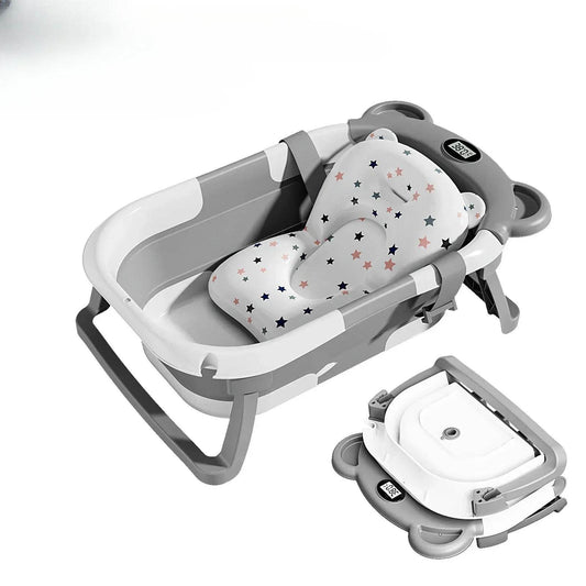 Real-time Temperature Silicone Baby Take A Bath Bathtub Non-Slip Foot Bath Bucket Folding Bathroom with Temperature Sensing - Quality Shopping Centre