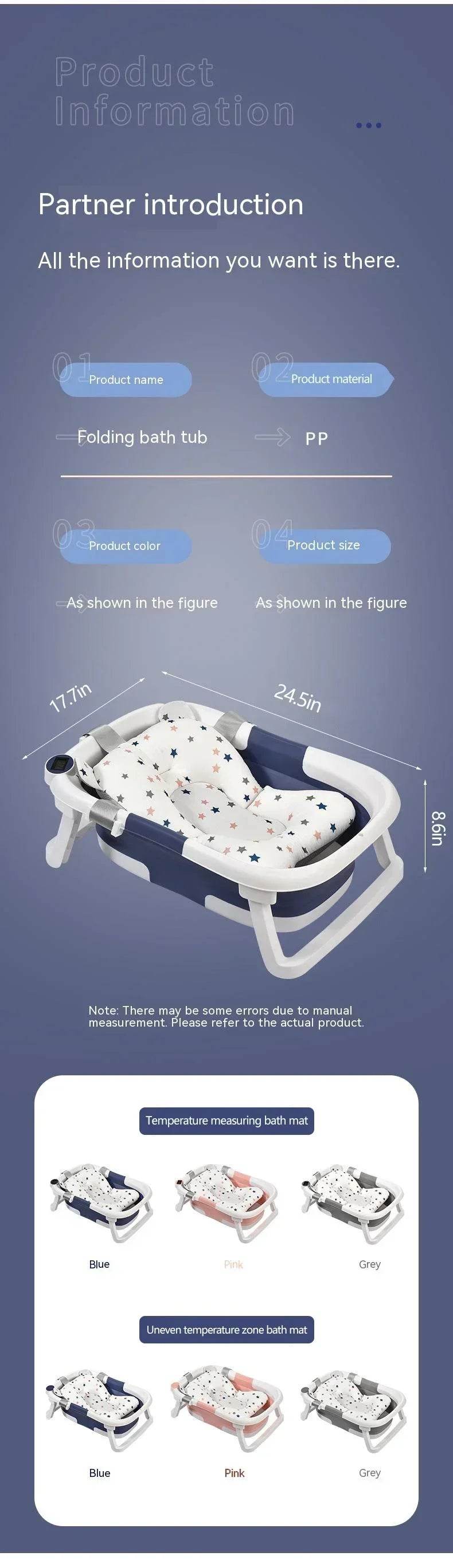 Real-time Temperature Silicone Baby Take A Bath Bathtub Non-Slip Foot Bath Bucket Folding Bathroom with Temperature Sensing - Quality Shopping Centre