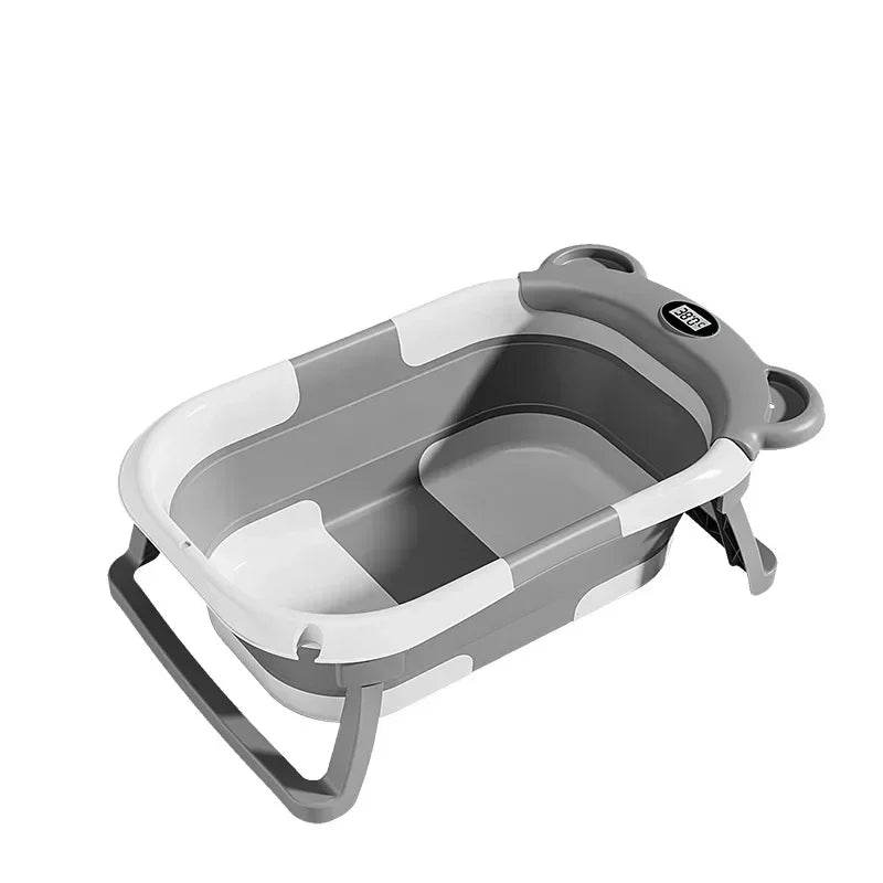 Real-time Temperature Silicone Baby Take A Bath Bathtub Non-Slip Foot Bath Bucket Folding Bathroom with Temperature Sensing - Quality Shopping Centre