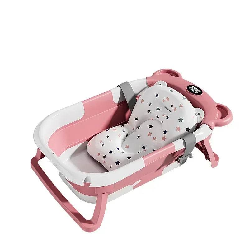 Real-time Temperature Silicone Baby Take A Bath Bathtub Non-Slip Foot Bath Bucket Folding Bathroom with Temperature Sensing - Quality Shopping Centre