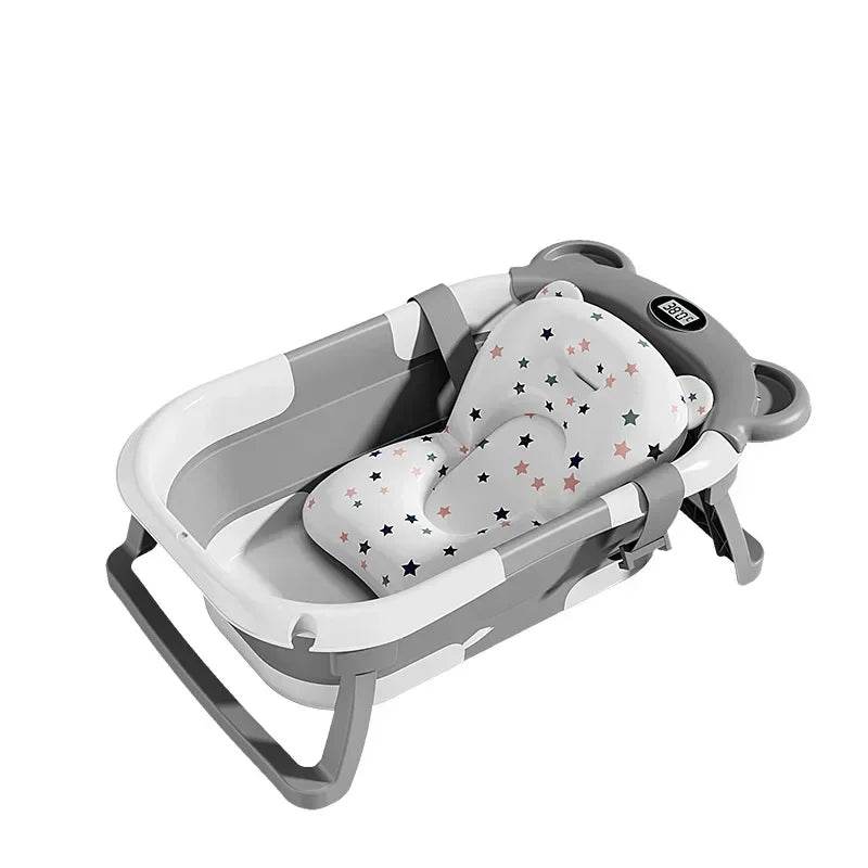 Real-time Temperature Silicone Baby Take A Bath Bathtub Non-Slip Foot Bath Bucket Folding Bathroom with Temperature Sensing - Quality Shopping Centre