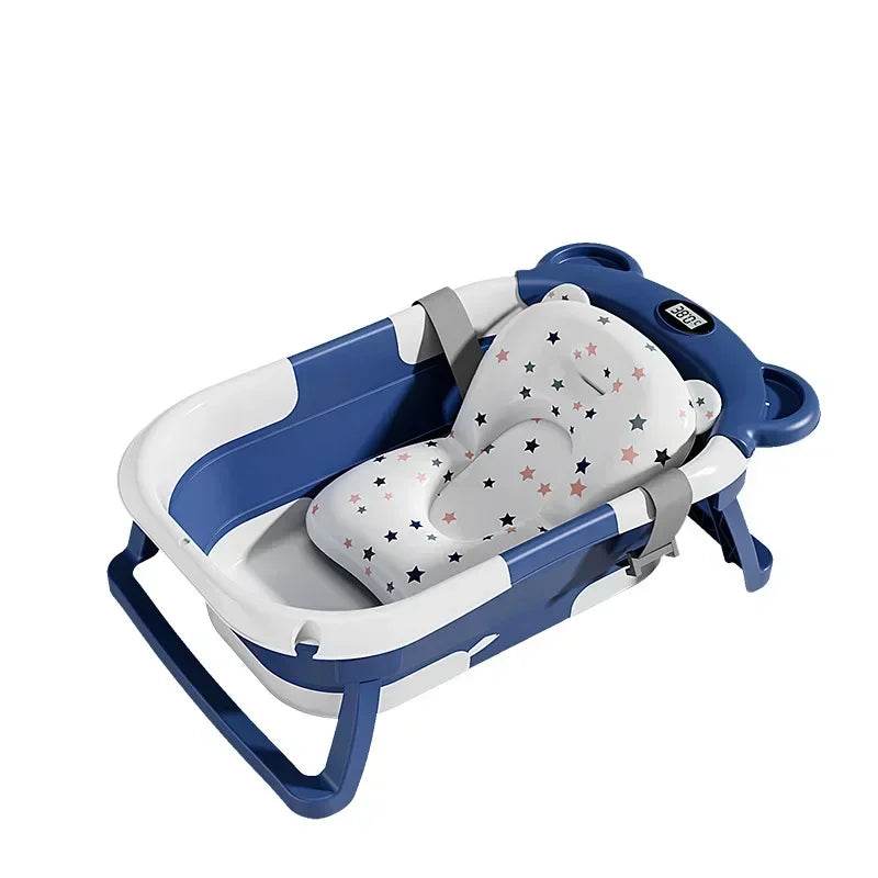 Real-time Temperature Silicone Baby Take A Bath Bathtub Non-Slip Foot Bath Bucket Folding Bathroom with Temperature Sensing - Quality Shopping Centre
