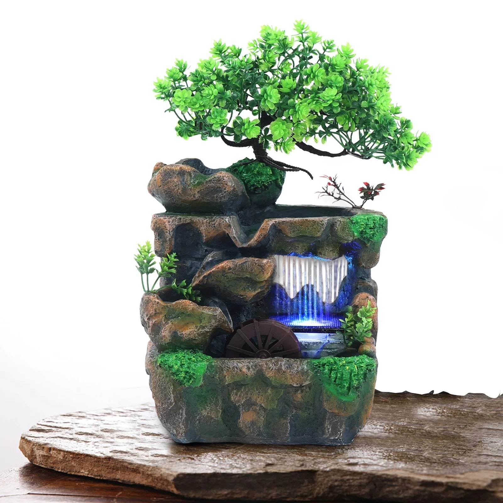 Tabletop Fountain with Waterfall Fountain Decoration Handicraft Furnishings - Quality Shopping Centre