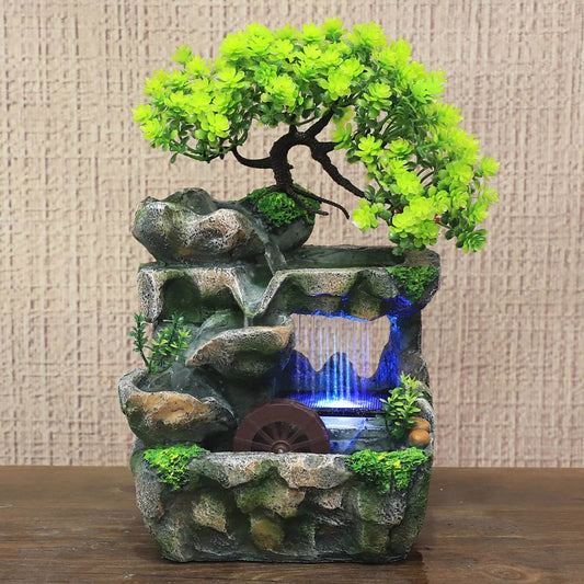 Tabletop Fountain with Waterfall Fountain Decoration Handicraft Furnishings - Quality Shopping Centre