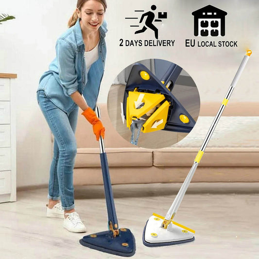 Triangle Mop 360 Rotatable Extendable Adjustable 110 Cm 2 in 1 With Squeegee Cleaning Mop For Tub Tile Floor Wall Deep Cleaning - Quality Shopping Centre
