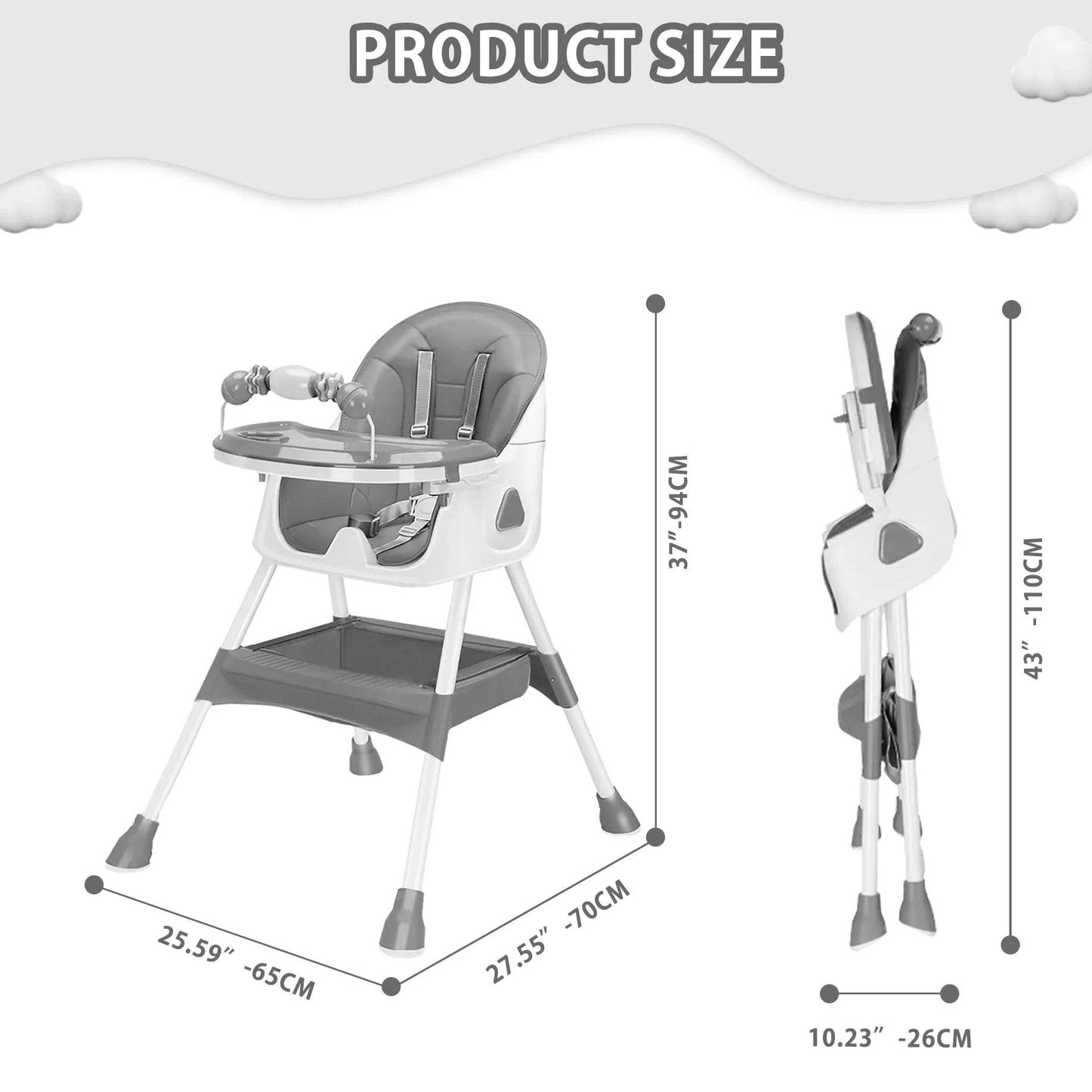UBRAVOO Foldable Baby High Chair 6 Months Plus, with Large Antislip Pad & ToyRack, Easy to Clean Feeding , E500 - Quality Shopping Centre