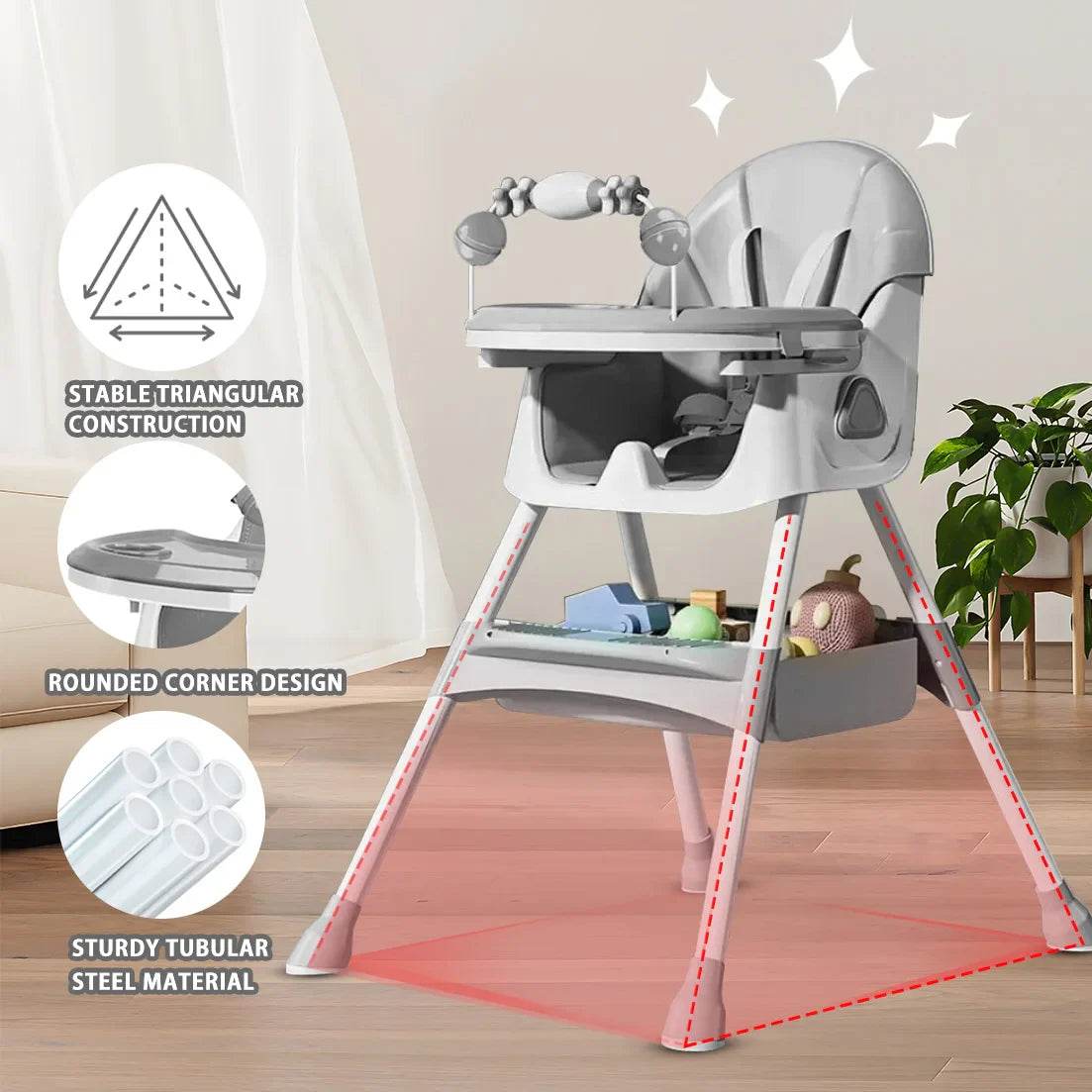 UBRAVOO Foldable Baby High Chair 6 Months Plus, with Large Antislip Pad & ToyRack, Easy to Clean Feeding , E500 - Quality Shopping Centre