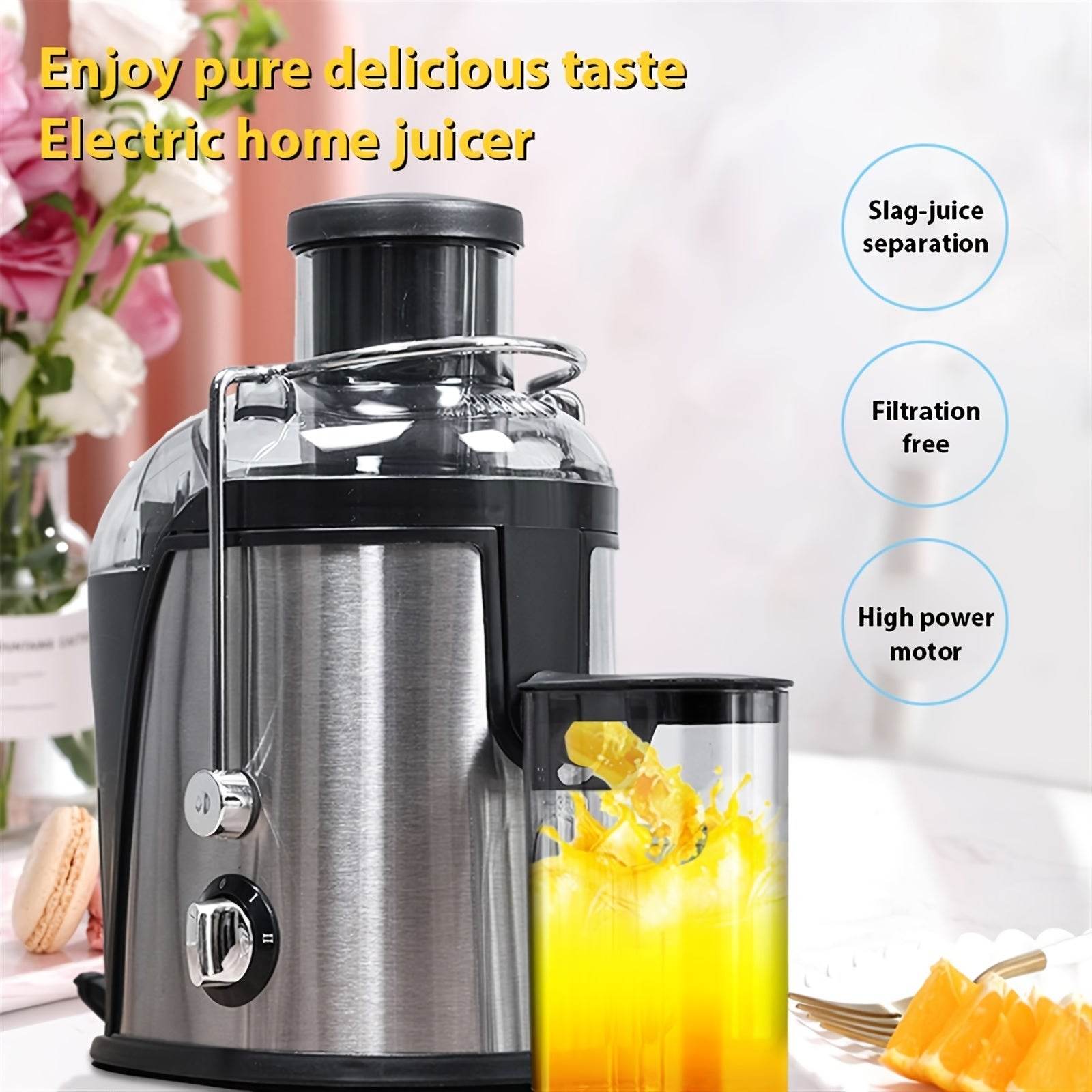 Versatile centrifugal juicer for home use with a large 1.5L capacity electric fruit juicer, pulp separation juicer, and cross-border food processor. - Quality Shopping Centre