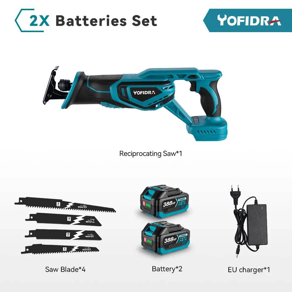 YOFIDRA 3000RPM Brushless Reciprocating Saw Handheld Wood Metal Pipe Cutting Electric Saw Chainsaw Tool For Makita 18v Battery - Quality Shopping Centre