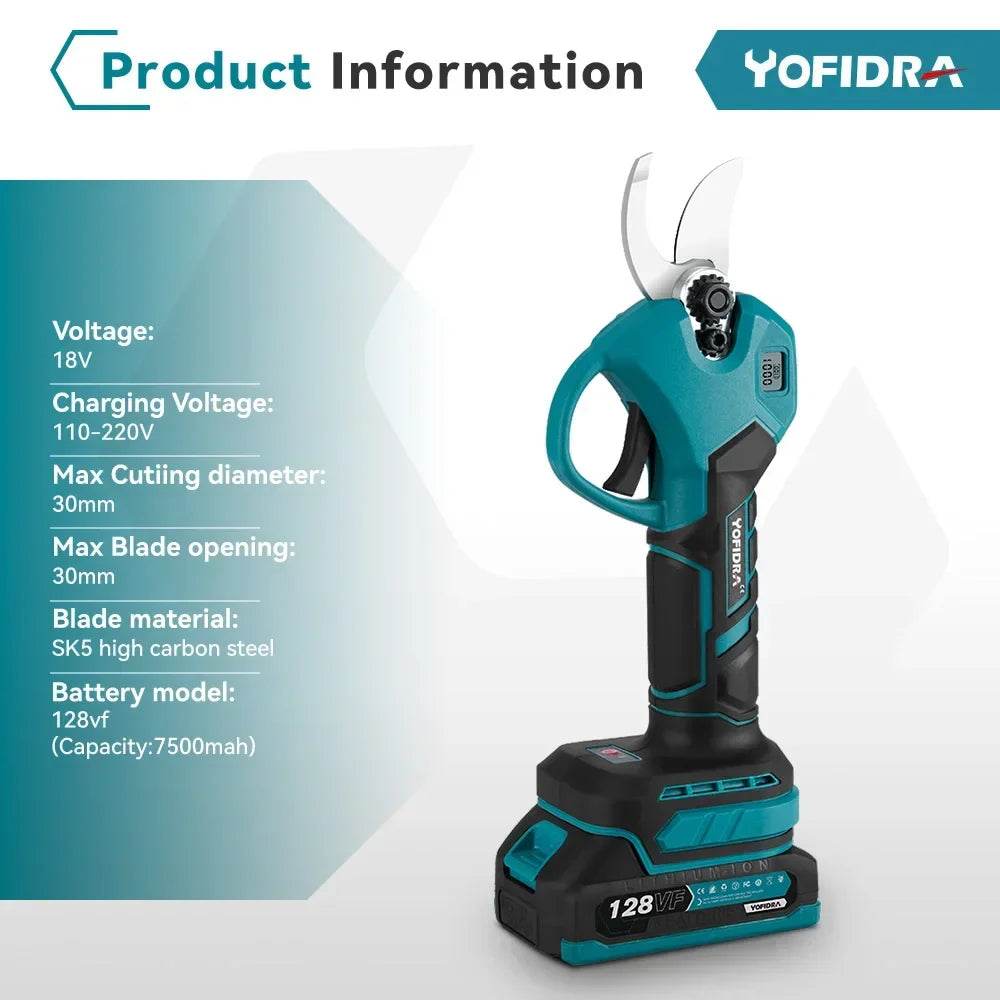 Yofidra 30mm Brushless Electric Pruner Shear 2 Gears Cordless Fruit Tree Bonsai Pruning Electric Scissors For Makita 18V Battery - Quality Shopping Centre