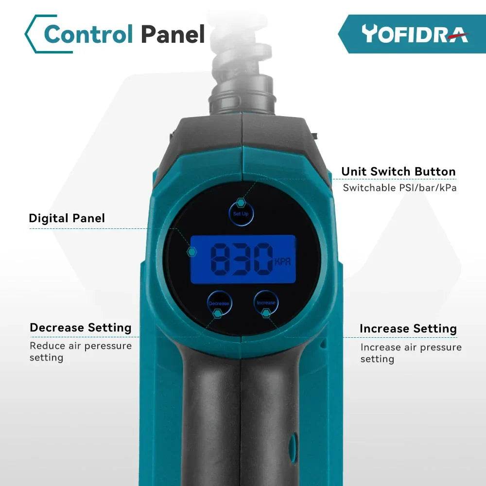 Yofidra 830Kpa Inflatable Pump High Pressure Digital Air Compressor Car Electric Air Pump Pneumatics For Makita 18V Battery - Quality Shopping Centre