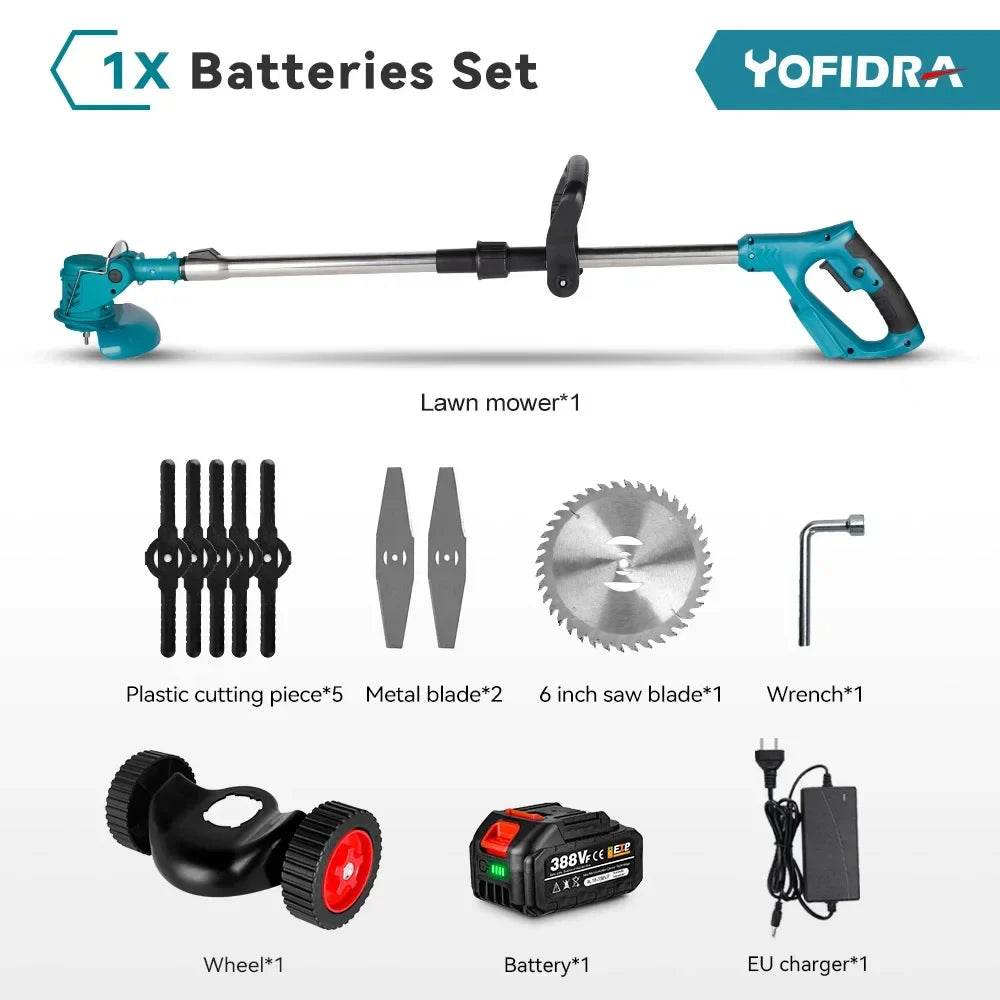 YOFIDRA Electric Lawn Mower Handheld Length Adjustable Cutter Cordless Garden Grass Cutting Trimmer For Makita 18V Battery - Quality Shopping Centre