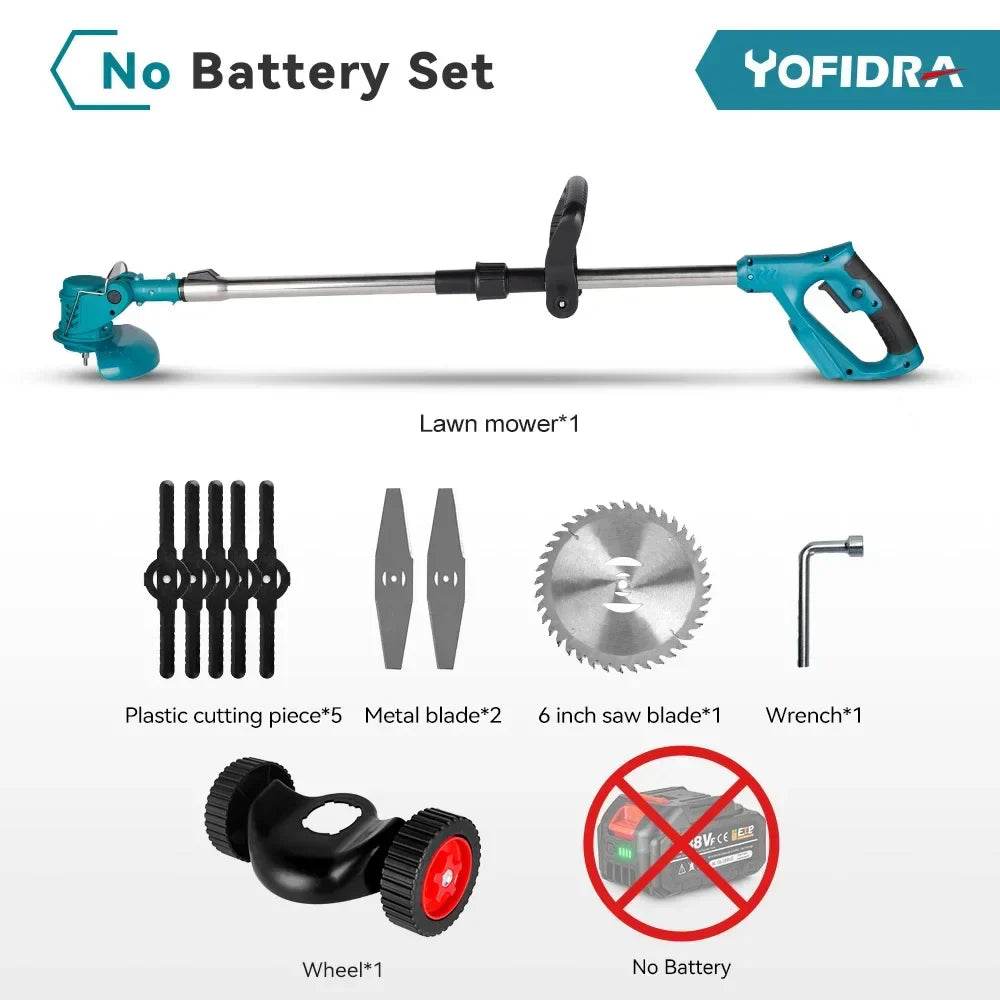 YOFIDRA Electric Lawn Mower Handheld Length Adjustable Cutter Cordless Garden Grass Cutting Trimmer For Makita 18V Battery - Quality Shopping Centre