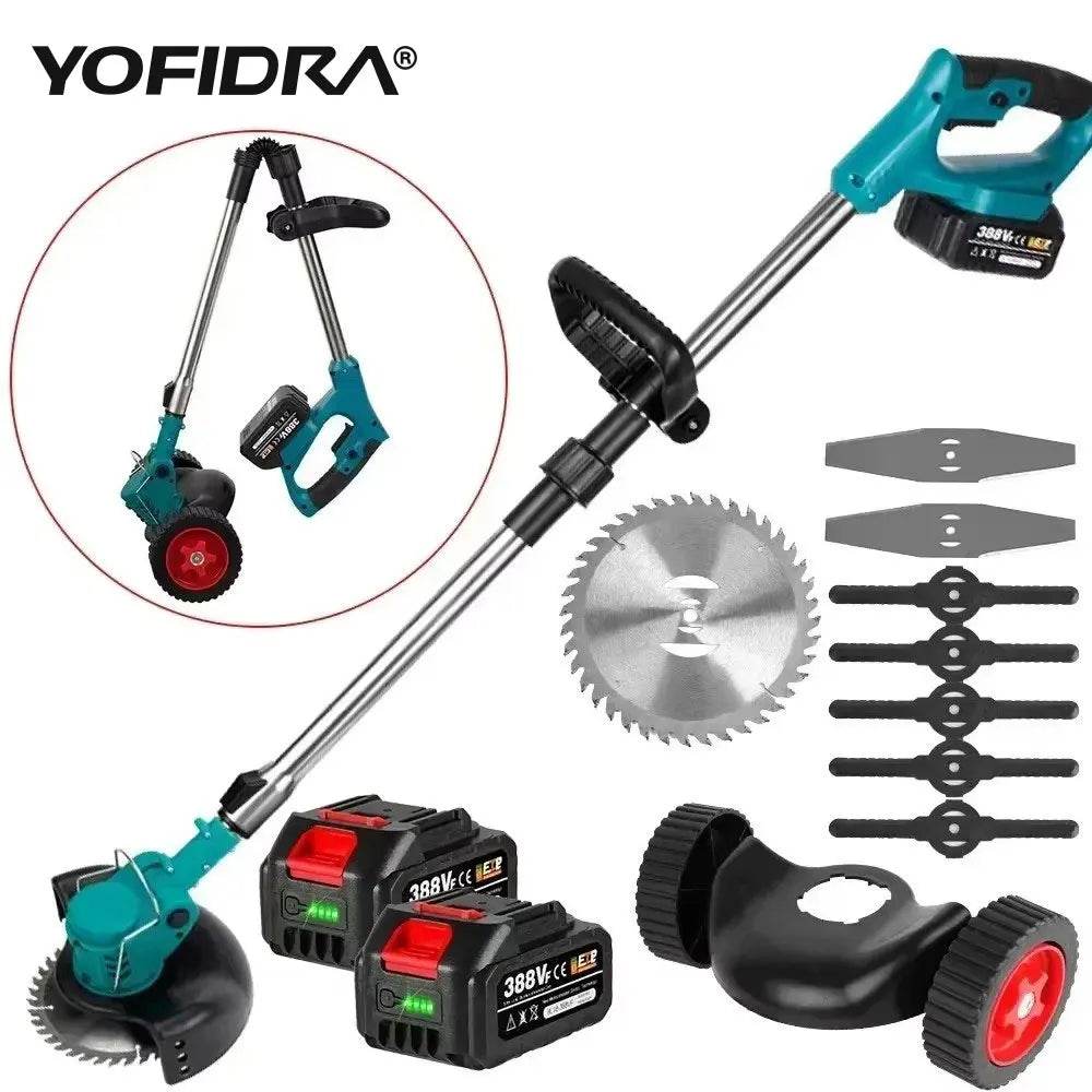 YOFIDRA Electric Lawn Mower Handheld Length Adjustable Cutter Cordless Garden Grass Cutting Trimmer For Makita 18V Battery - Quality Shopping Centre
